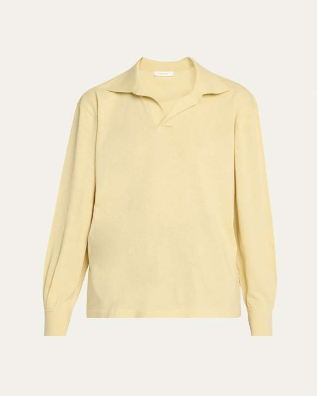 Jovani Polo Long-Sleeve Silk Top